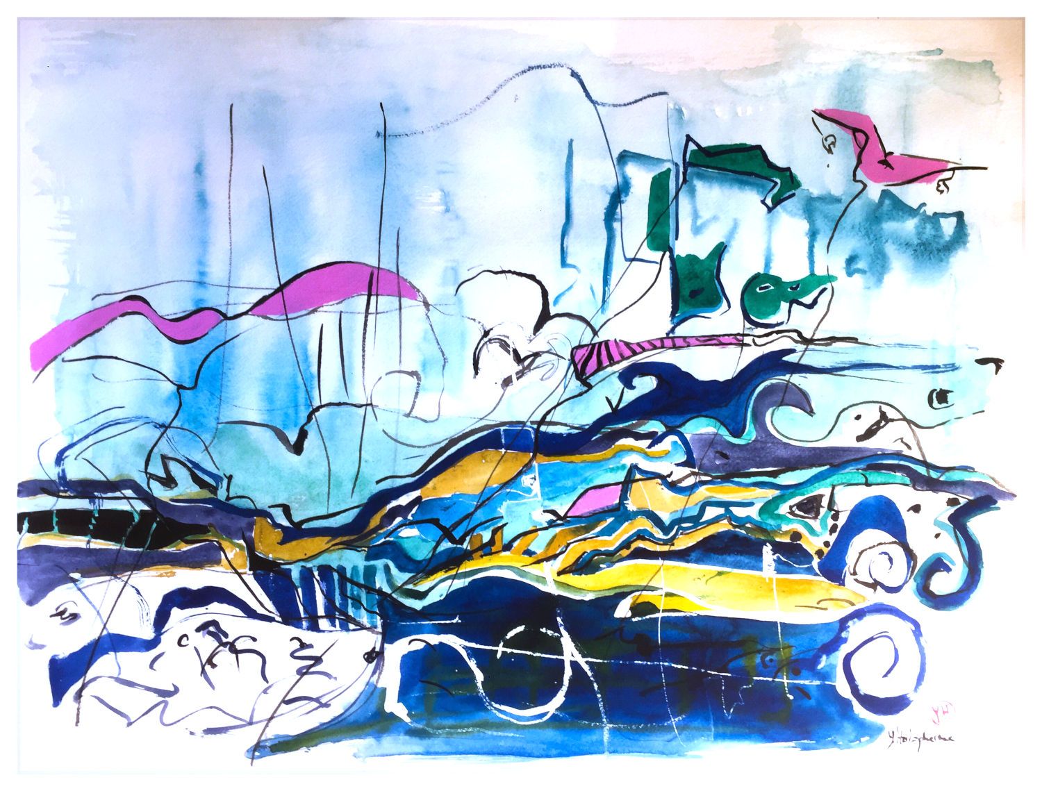 HOLOPHERNE-Yvelise-2021-La mer-Aquarelle-65-50-0